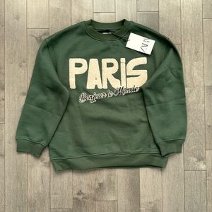 Zara Green Sweatshirt with Cream Lettering